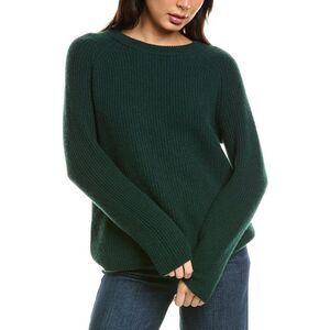 The Cashmere Project Womens  Shaker Crewneck 100% Cashmere Sweater, Green
